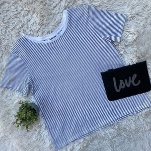 Double Zero SS Stripe Tee 💗 White & Black